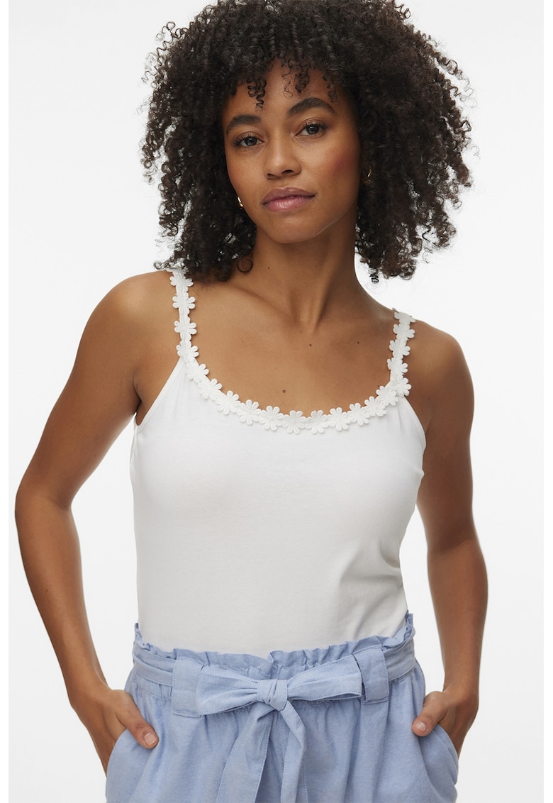 Top slim-fit Flora - Alb murdar