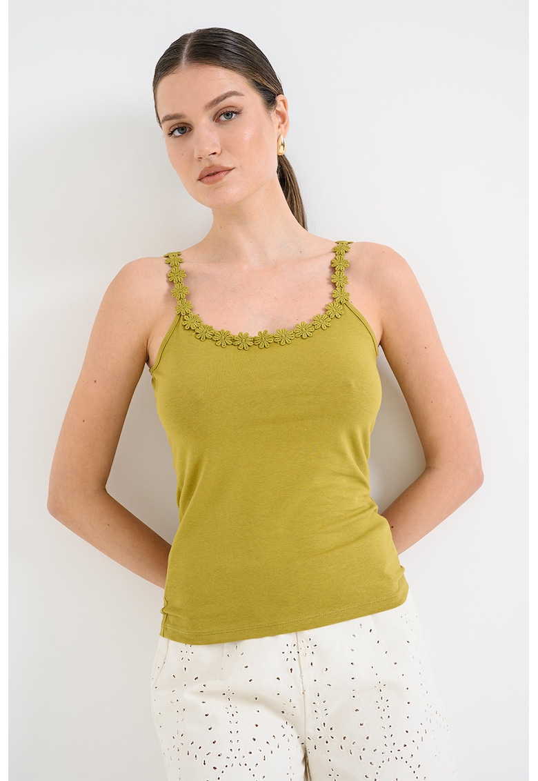 Top slim-fit Flora - Verde masliniu