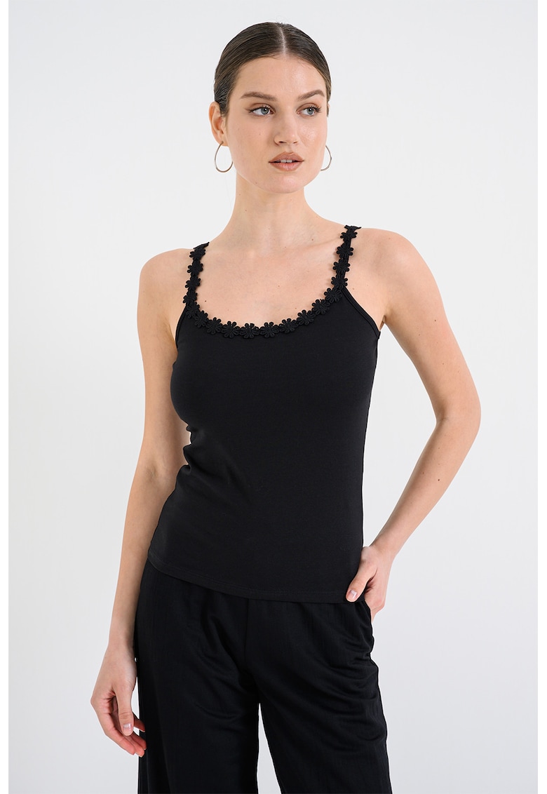 Top slim-fit Flora - Negru