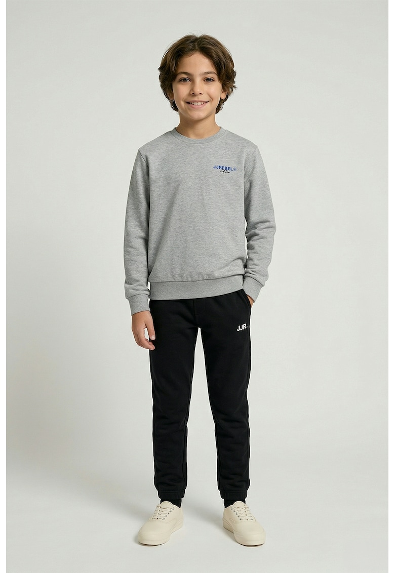 Pantaloni de trening din amestec de bumbac cu snur in talie - Negru