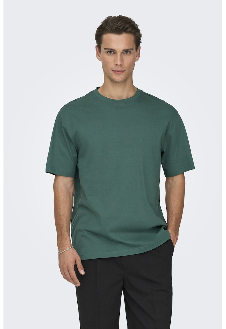 Tricou relaxed-fit din bumbac organic Fred - Verde englez