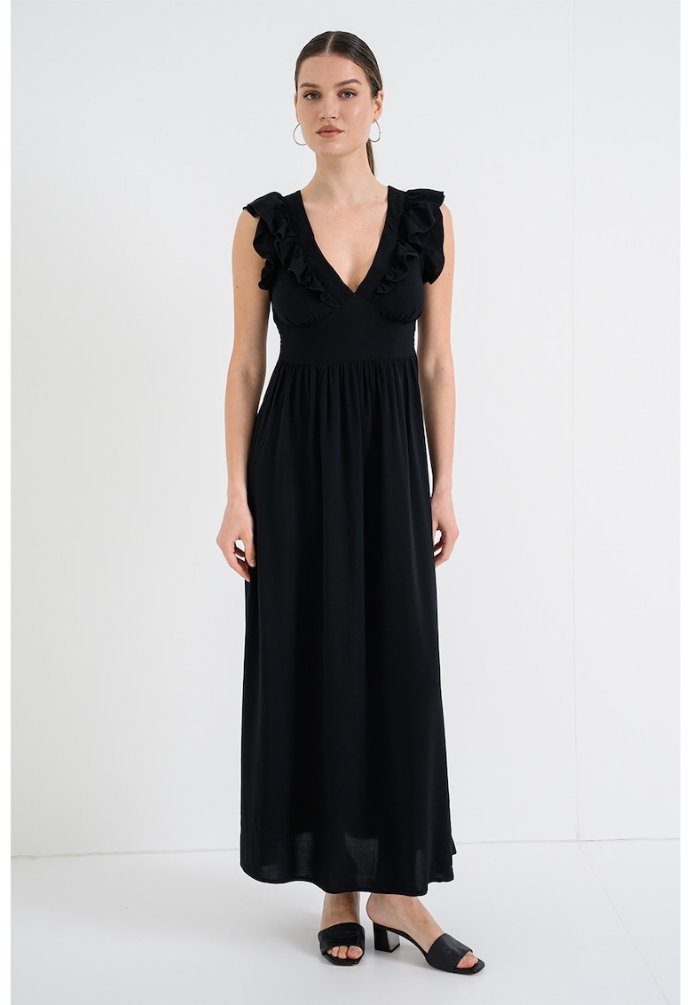 Rochie maxi cu decolteu in V Easy - Negru