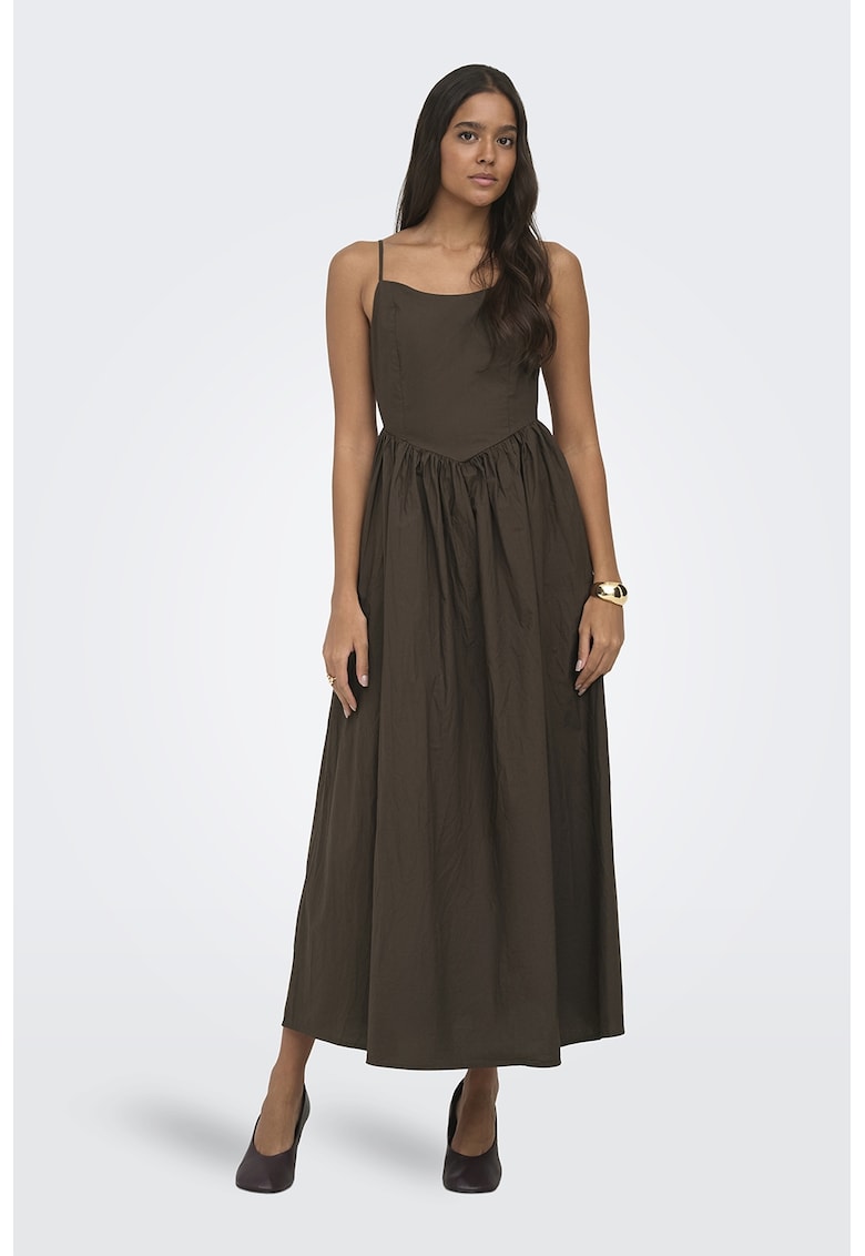Rochie maxi fara maneci - Maro pamantiu