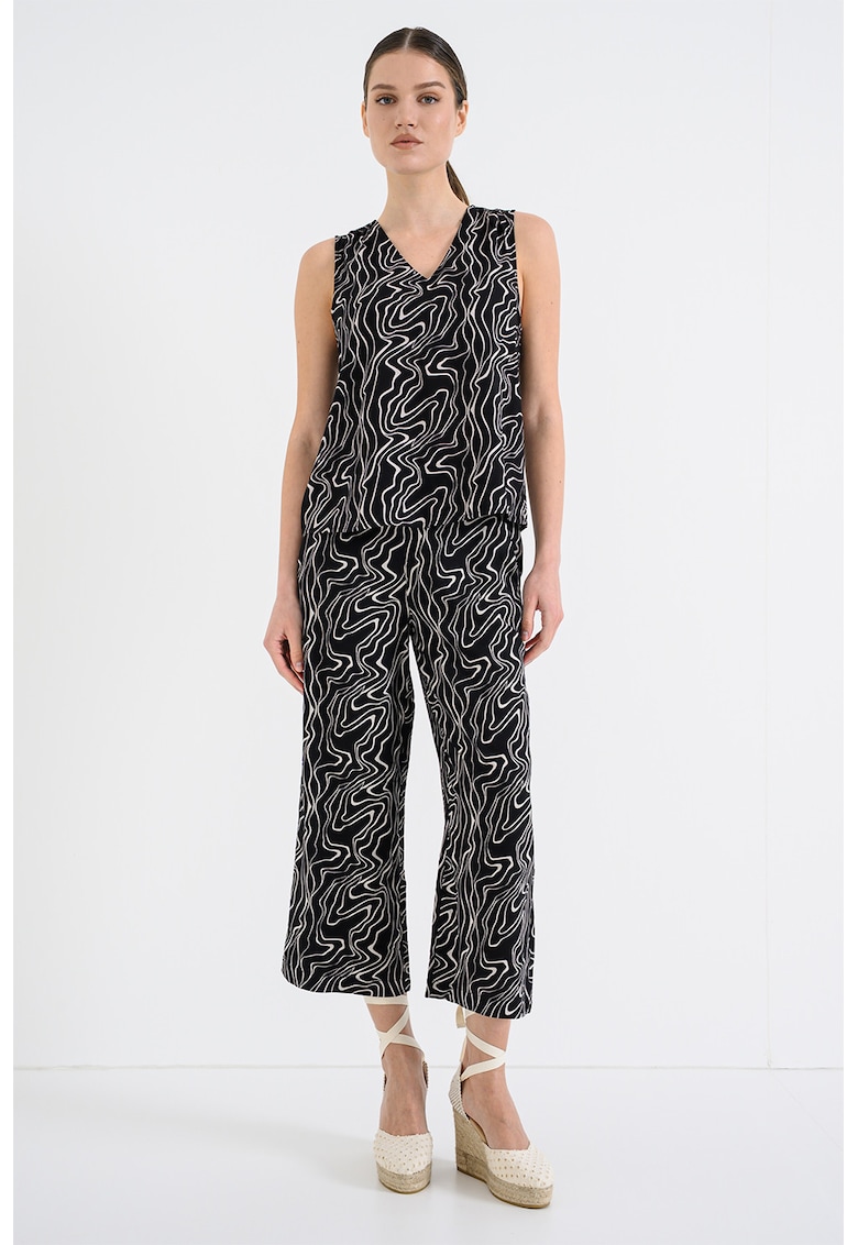 Pantaloni cu croiala ampla - Negru/Alb murdar