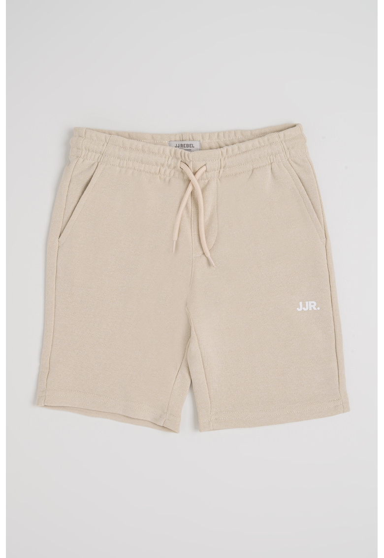 Pantaloni scurti de trening cu snur in talie - Bej deschis