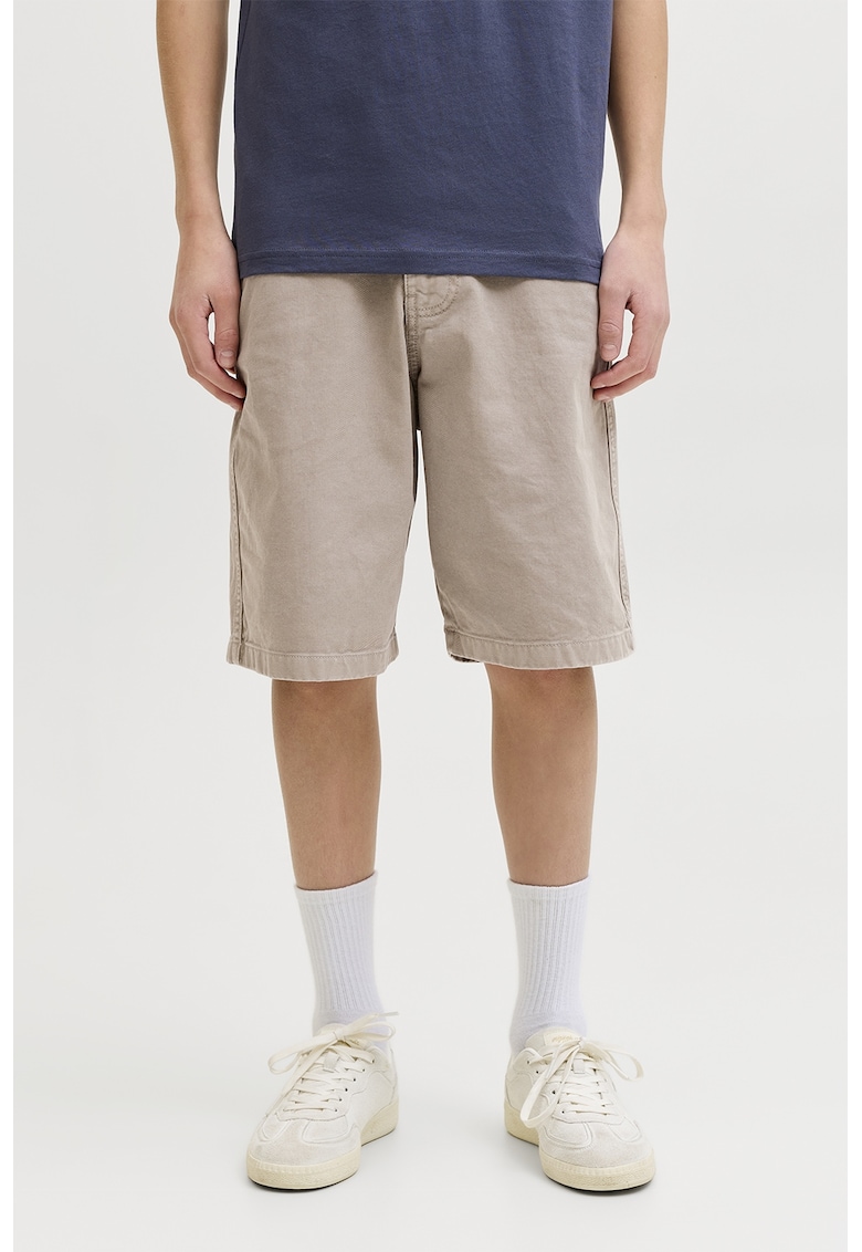 Pantaloni scurti de denim cu buzunare multiple - Bej deschis