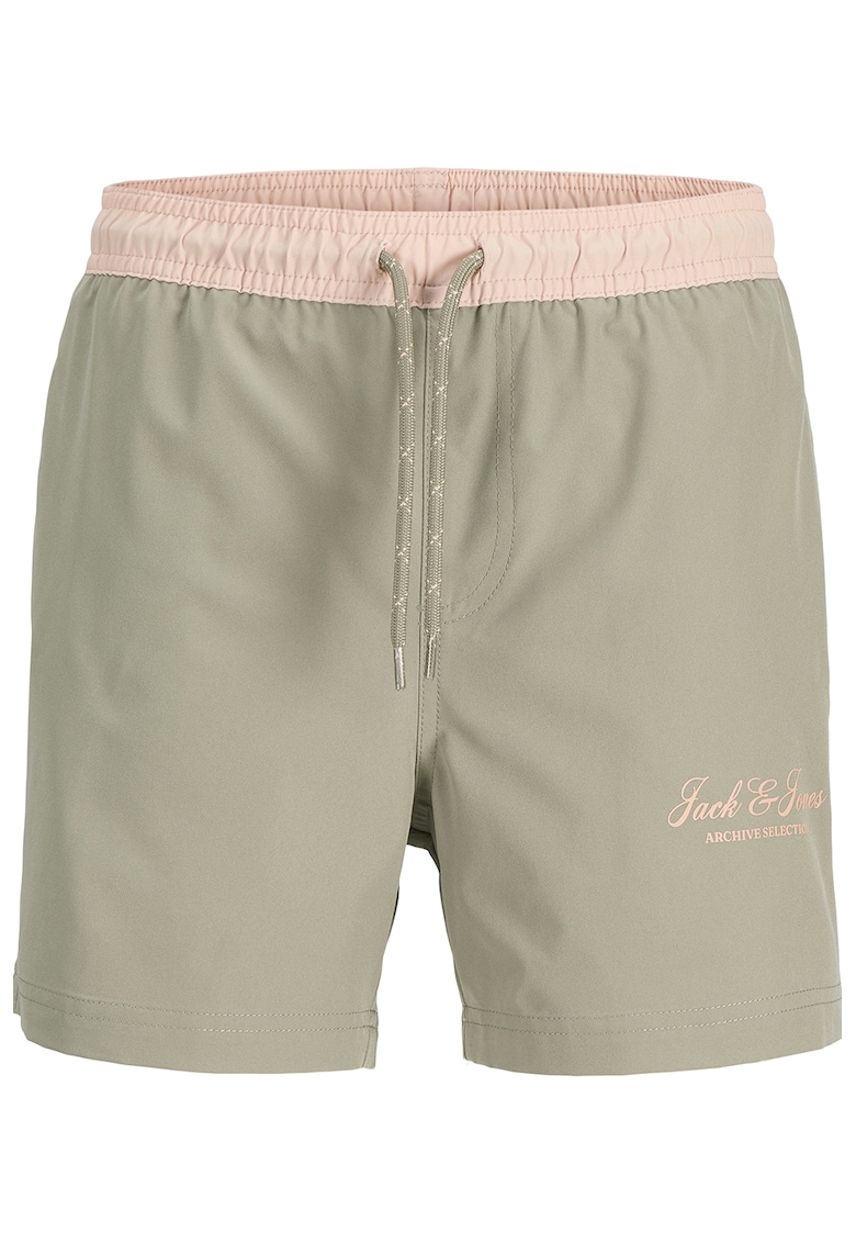 Pantaloni scurti de baie cu talie ajustabile - Verde pal