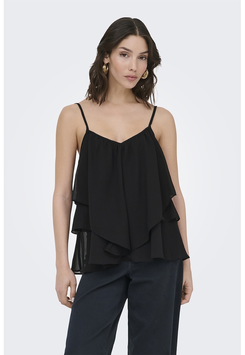 Bluza lejera cu volane - Negru