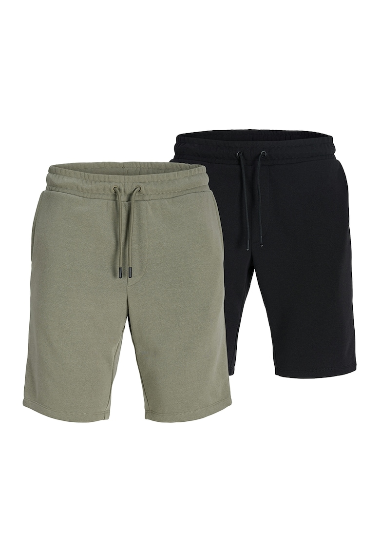 Set de pantaloni scurti din amestec de bumbac - 2 piese - Negru/Verde pal