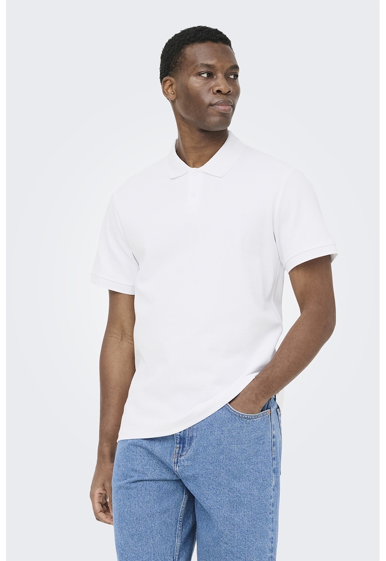 Tricou polo uni - Alb optic