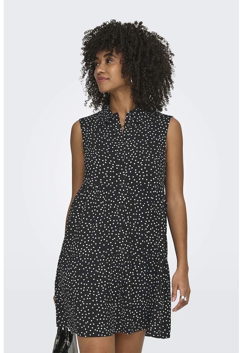 Rochie-camasa cu model - fara maneci - Negru