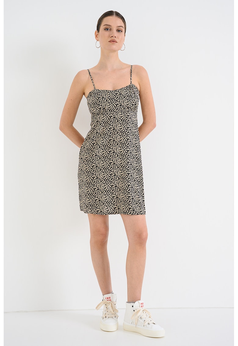 Rochie dreapta cu bretele inguste - Negru/Crem