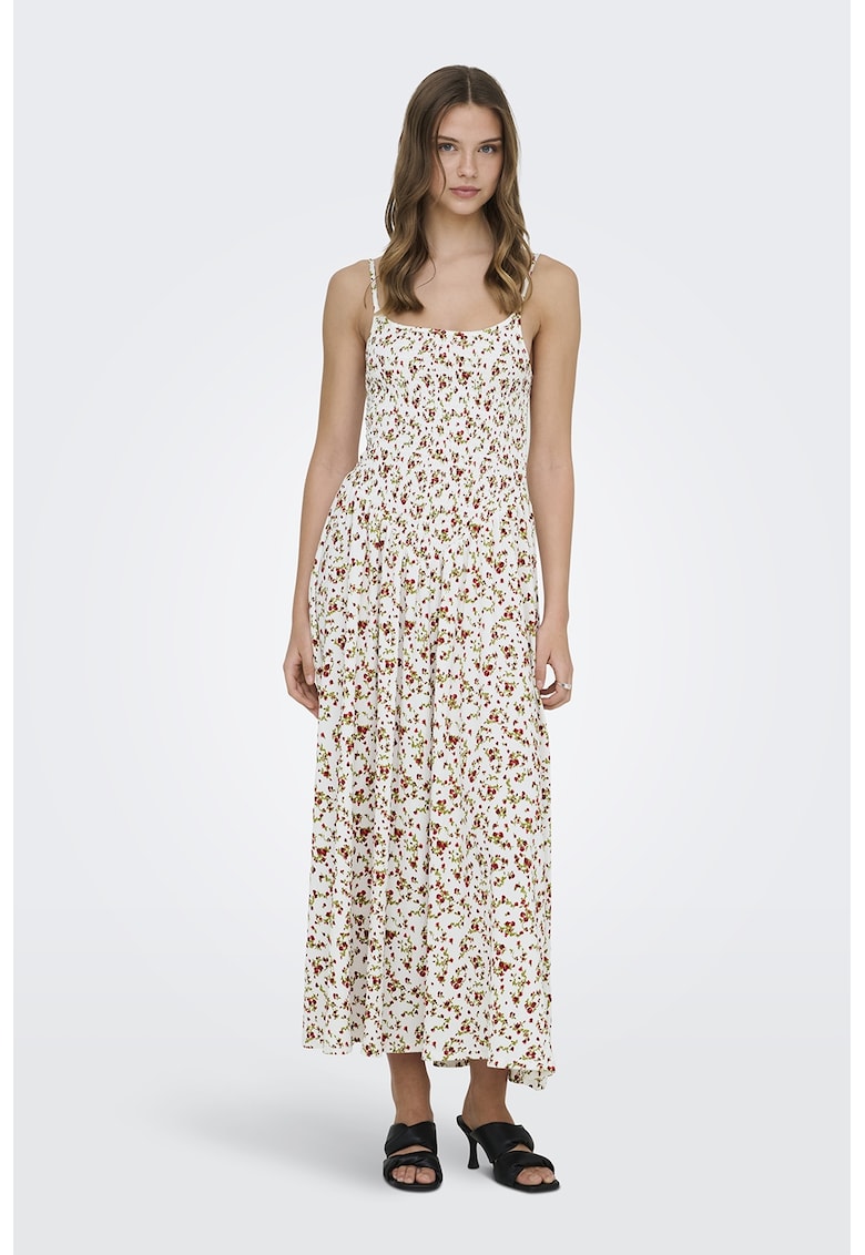 Rochie lunga cu imprimeu - Rosu/Verde pal/Alb murdar