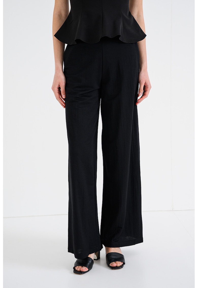Pantaloni relaxed fit cu snur - Negru