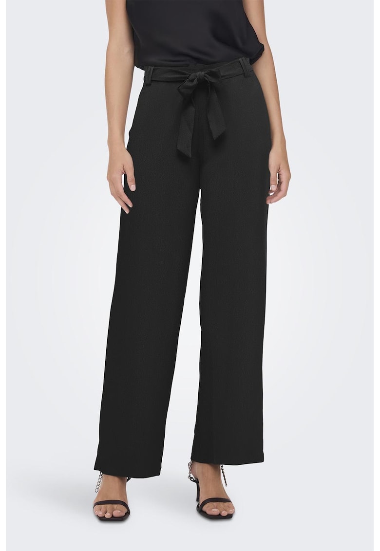 Pantaloni lungi cu talie inalta - Negru