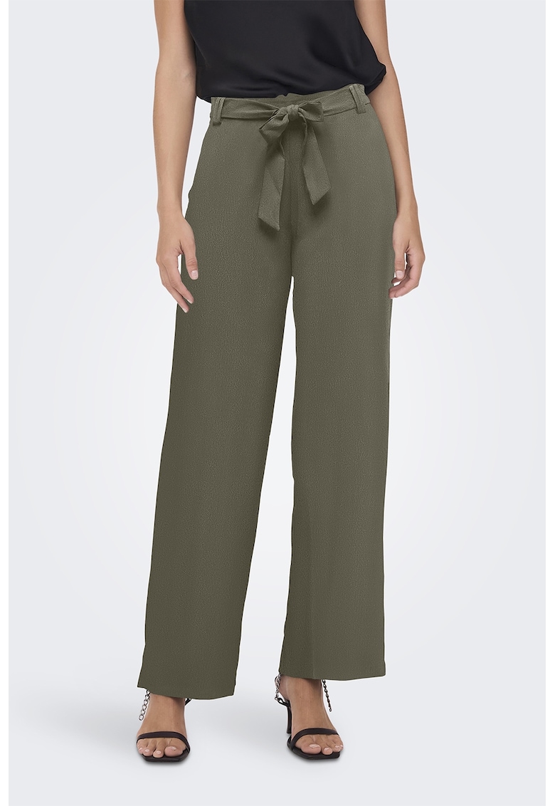 Pantaloni lungi cu talie inalta - Verde feriga