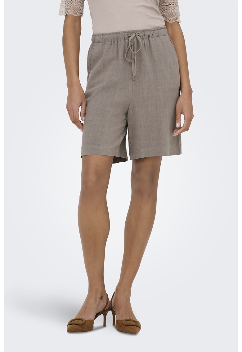 Pantaloni scurti lejeri din amestec de in - Maro taupe