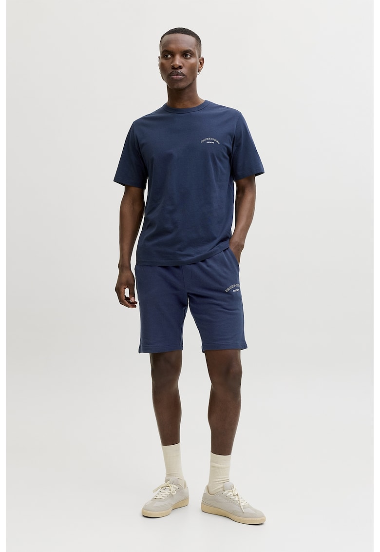 Set de bermude sport si tricou din bumbac - Albastru inchis