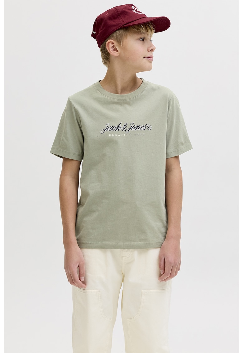 Tricou din bumbac organic cu logo pe piept - Verde pal
