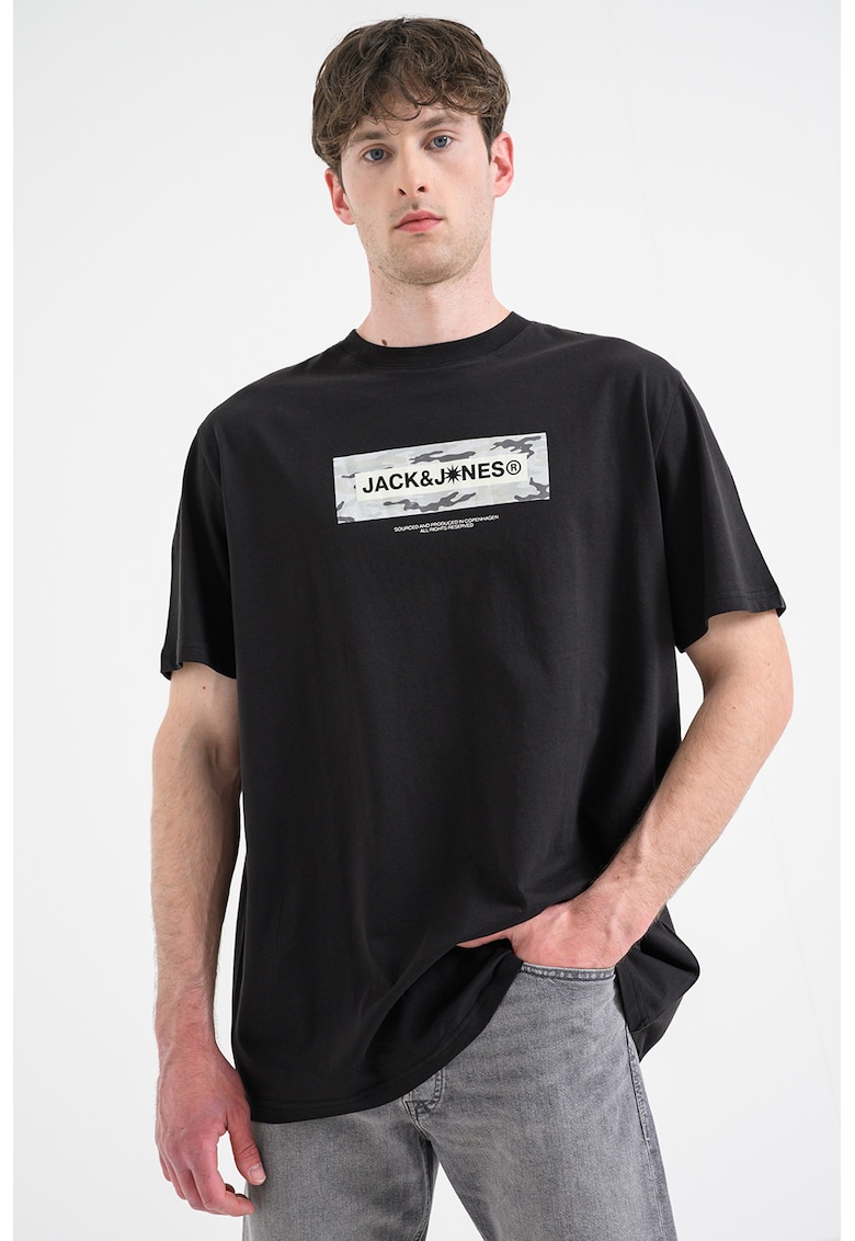 Tricou din bumbac organic cu logo - Negru