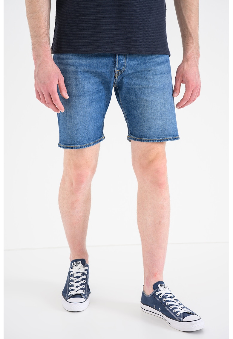 Blugi scurti din denim cu buzunare - Albastru melange