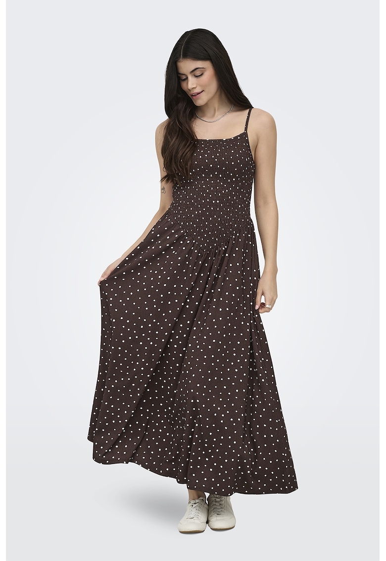 Rochie lunga cu imprimeu - Maro pamantiu