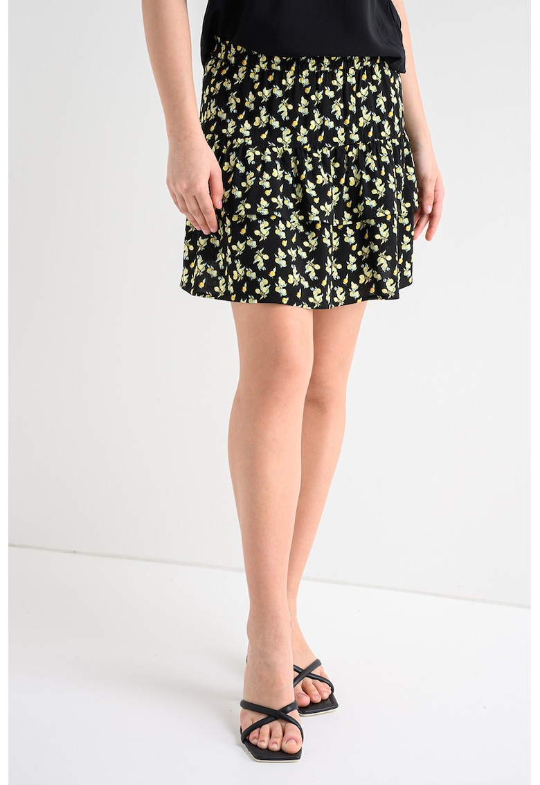 Fusta mini stratificata - Negru/Verde lime