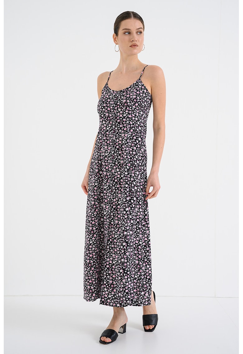 Rochie vaporoasa cu model - Alb/Negru/Roz