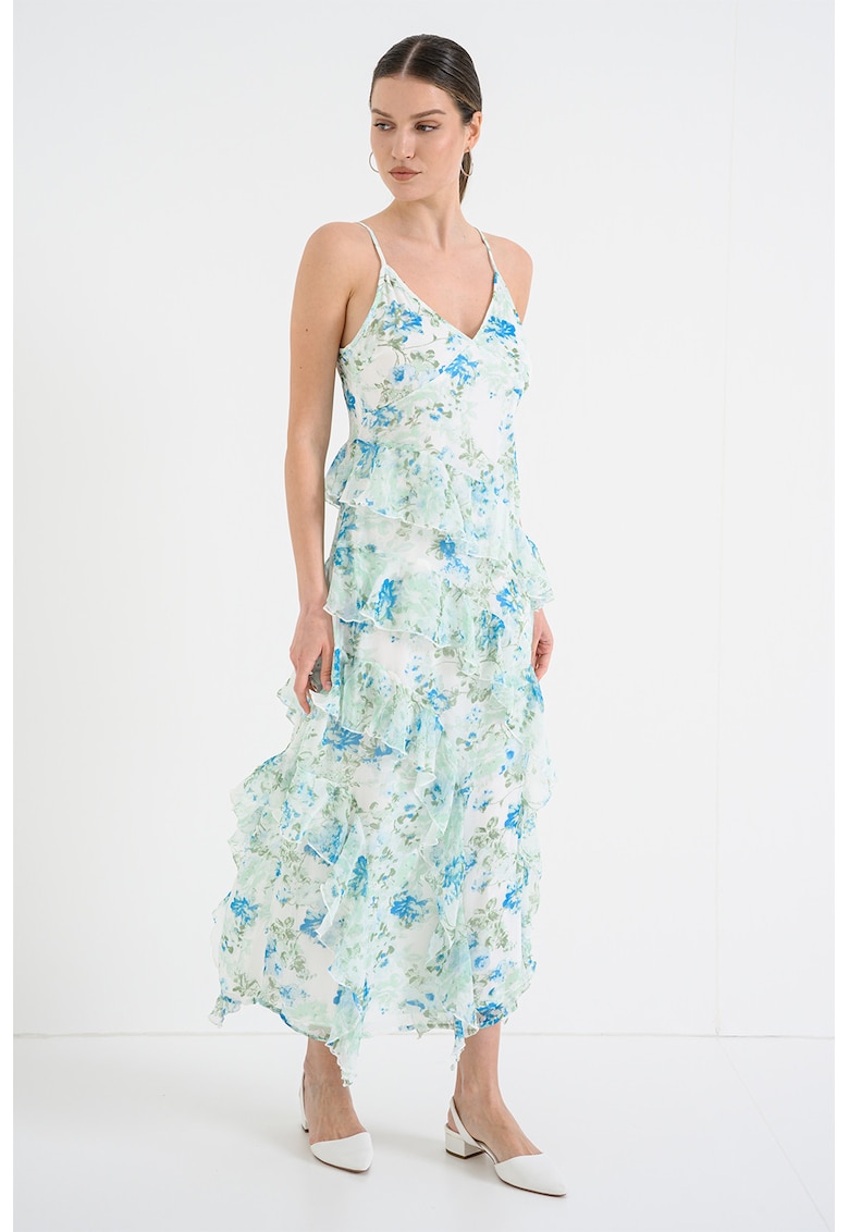 Rochie cu volane Smilla - Turcoaz/Verde pal