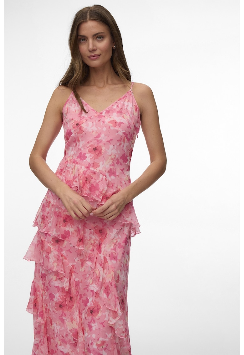 Rochie cu volane Smilla - Roz pastel