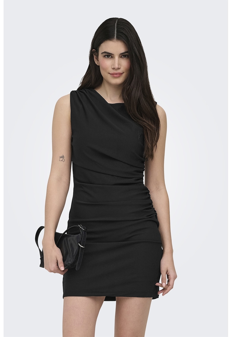 Rochie cambrata cu fronseuri - Negru