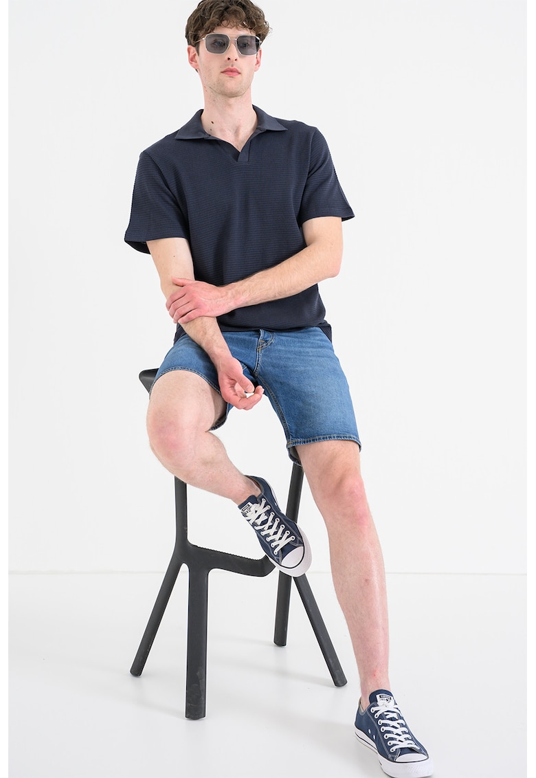Tricou polo cu aspect texturat Bluharry - Bleumarin