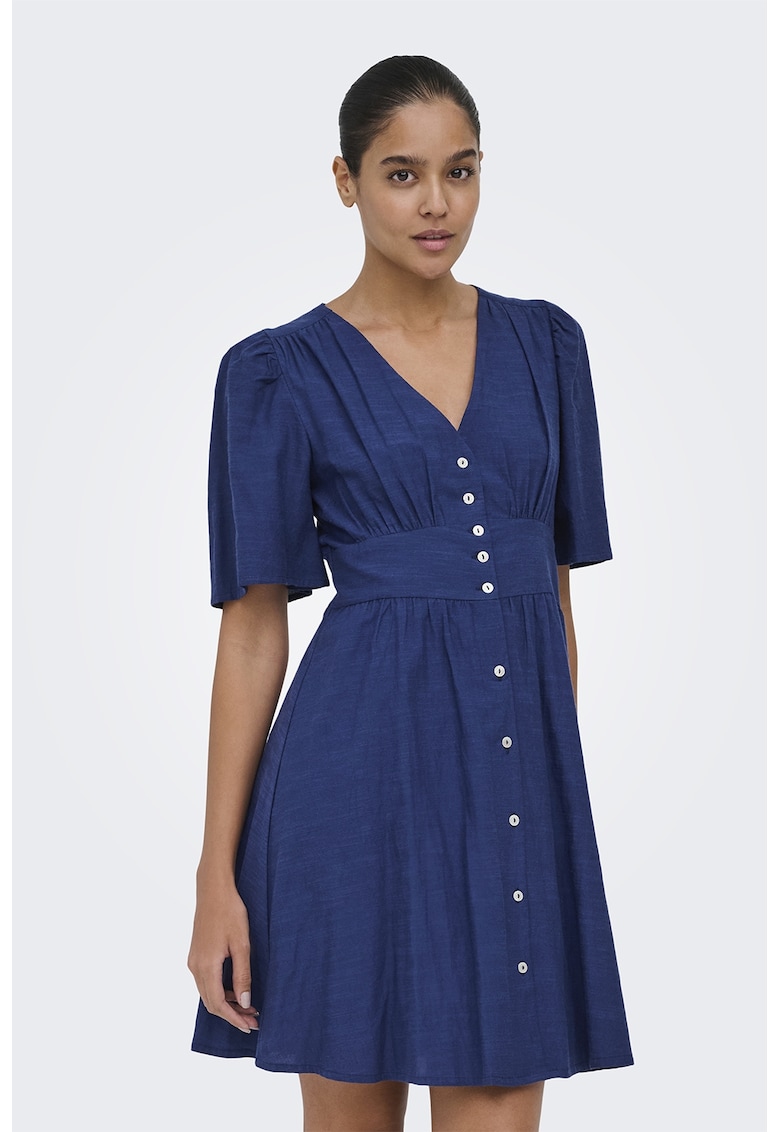Rochie midi evazata cu maneci ample - Albastru royal