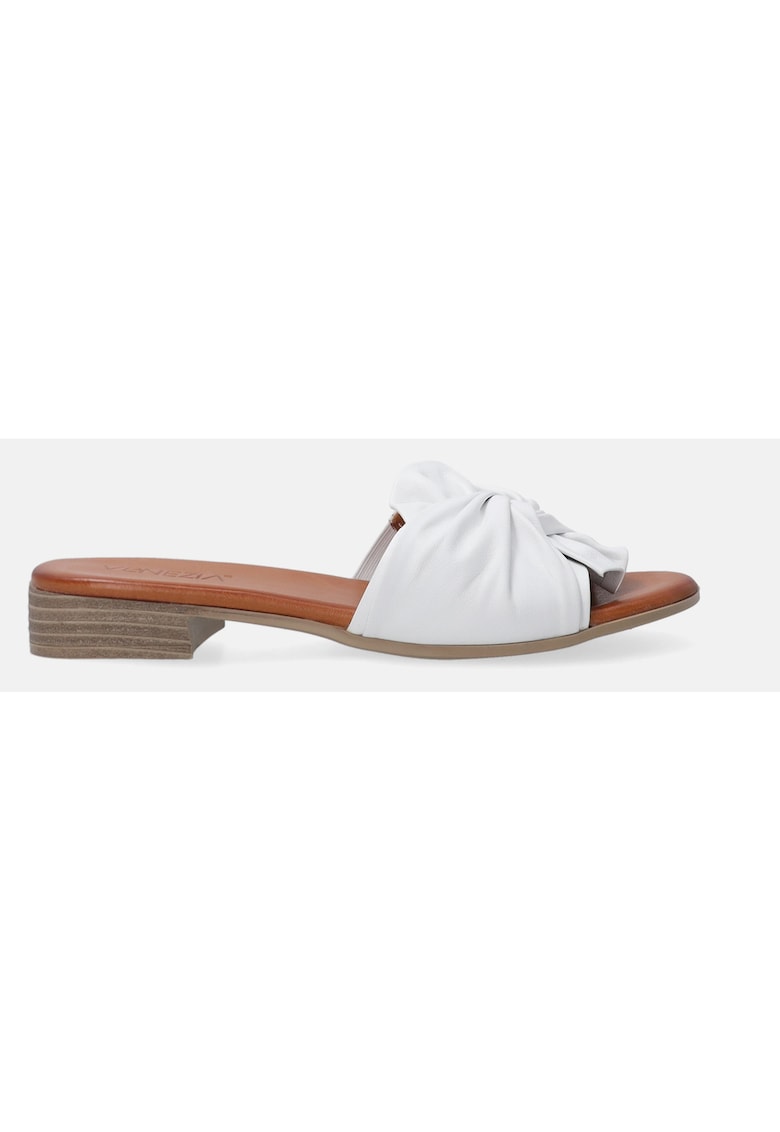 Sandale albe pentru femei - cu nod decorativ Sandale albe pentru femei cu nod