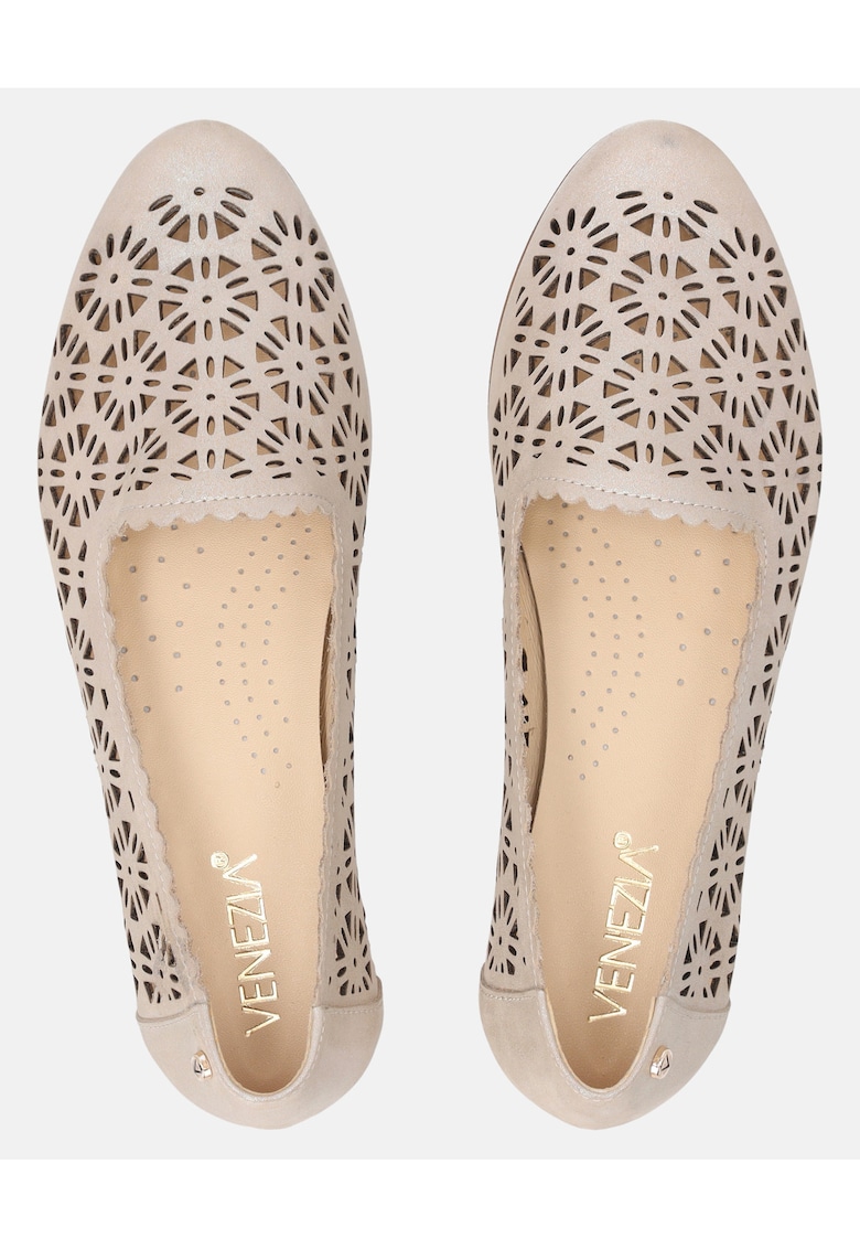 Pantofi loafer din piele nabuc cu model perforat