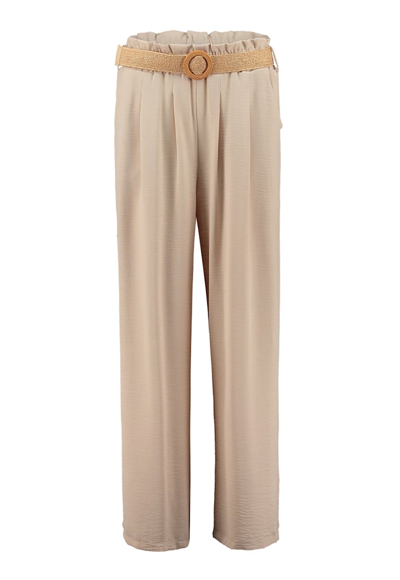 Pantaloni drepti cu curea - Bej