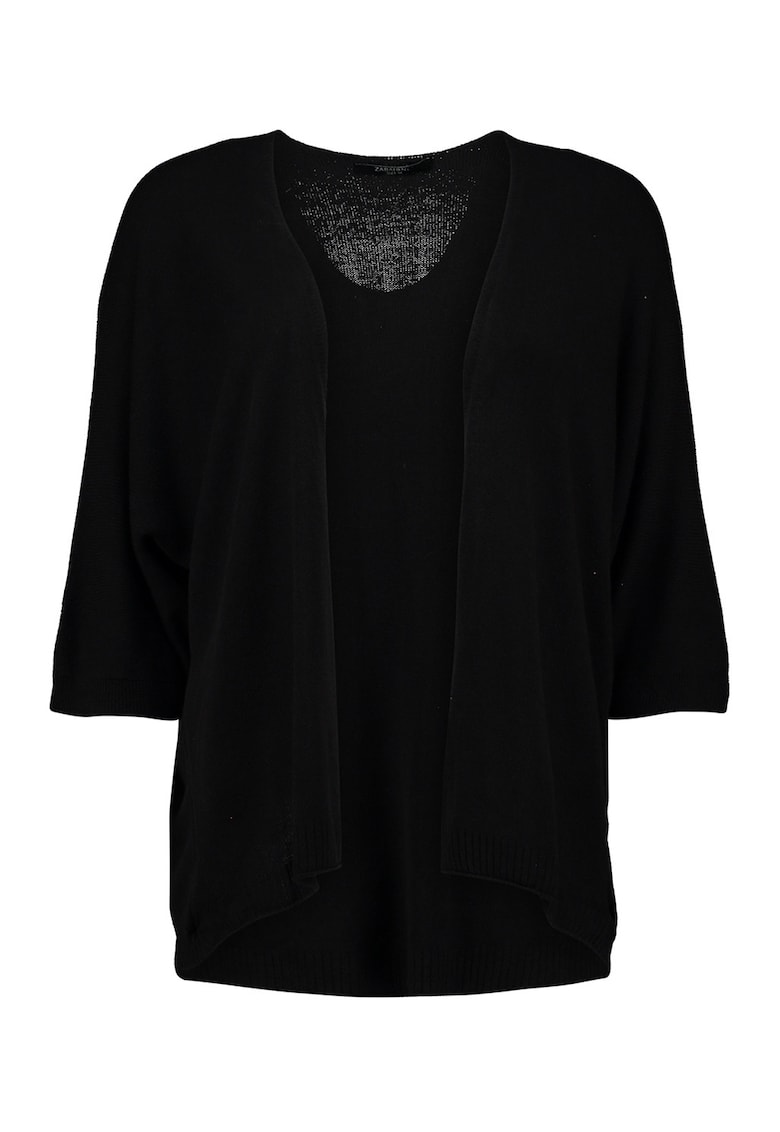 Cardigan din amestec de modal cu maneci medi - fara inchidere - Negru