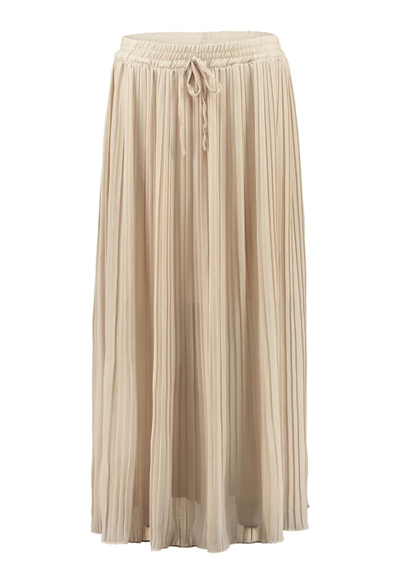 Fusta lunga cu pliuri si snururi - Bej