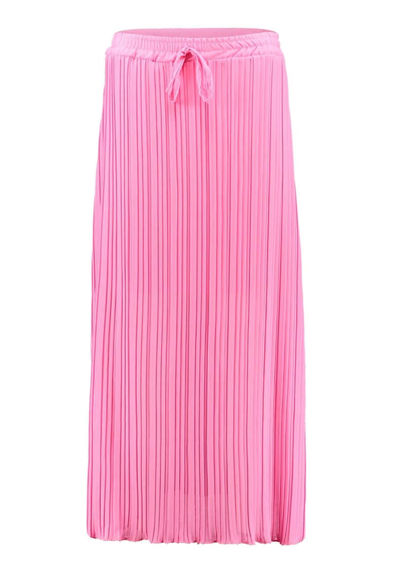 Fusta lunga cu pliuri si snururi - Roz