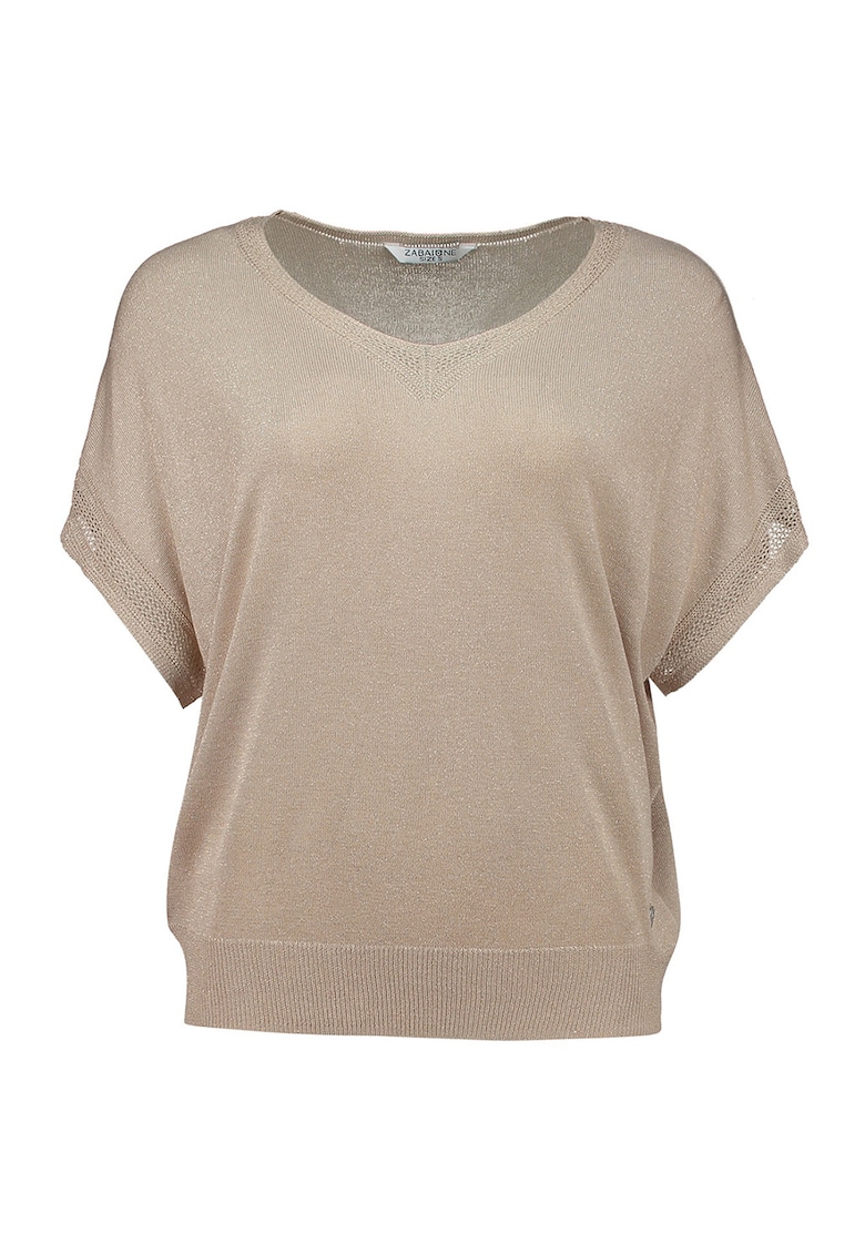 Bluza uni cu decolteu in V - Maro taupe deschis