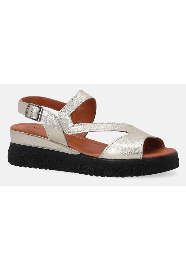 Sandale din piele cu talpa wedge si decupaje