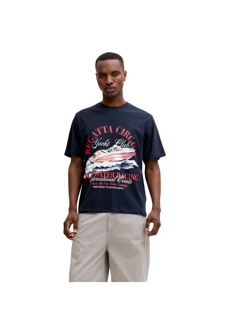 Tricou JACK &JONES Watercolour SS Crew Neck 58658 - Albastru inchis