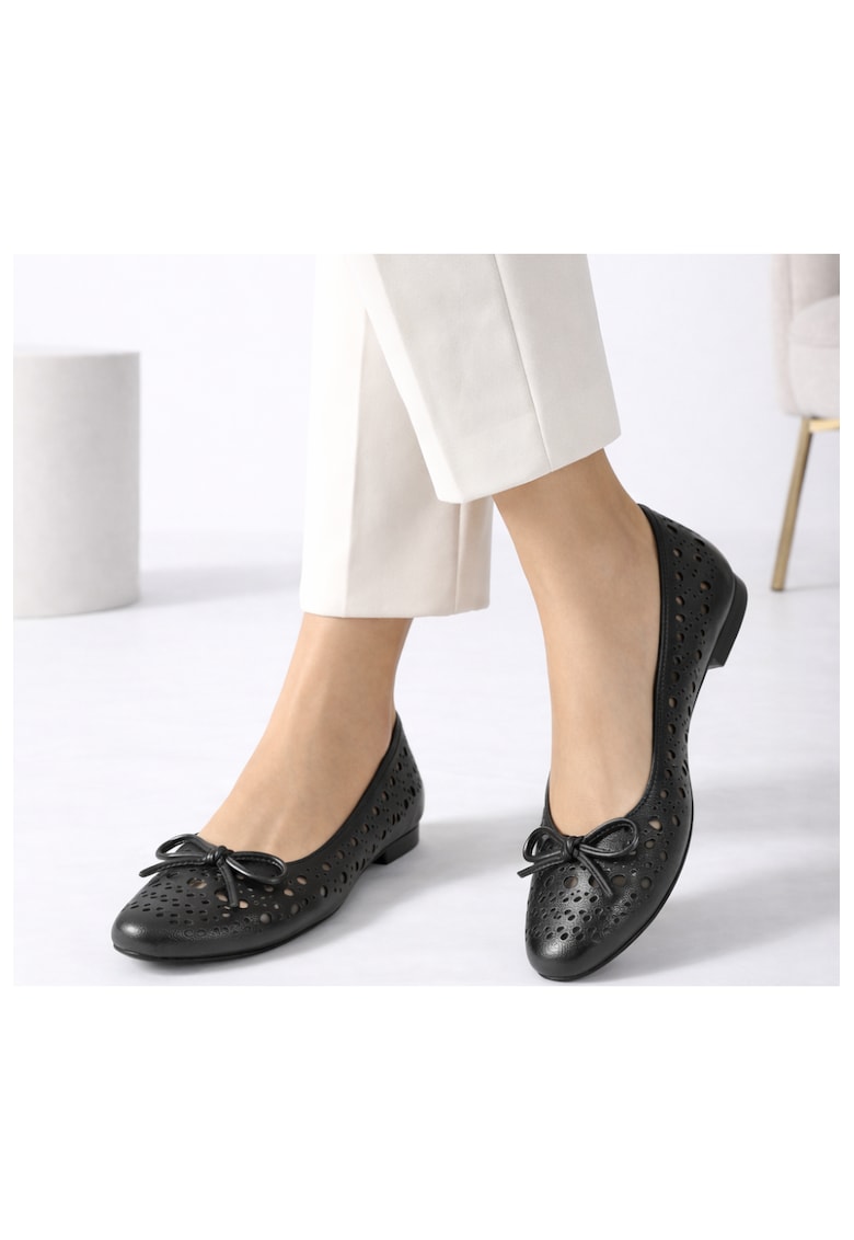 Balerini dama - 21755 negru - piele naturala - Negru