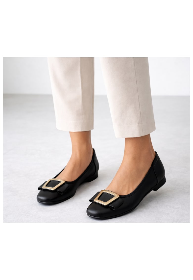 Pantofi casual - dama - 2372 negru - piele naturala - Negru
