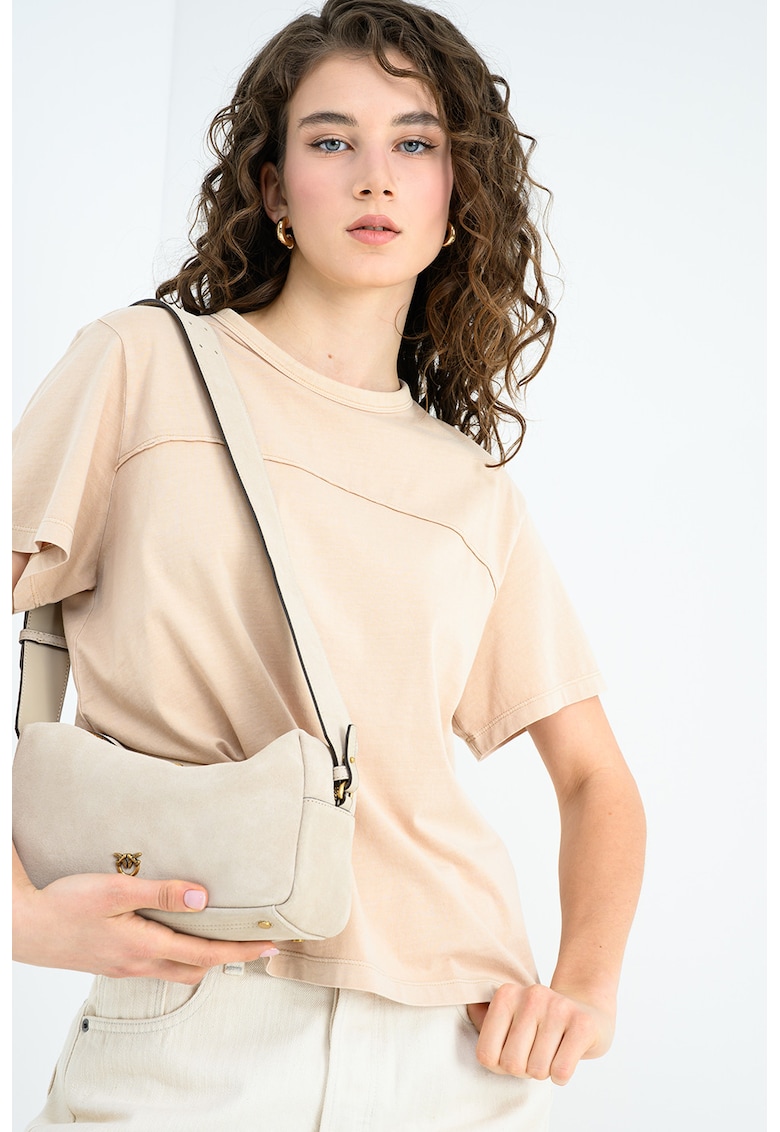 Tricou de bumbac organic cu decolteu rotund - Galben murdar