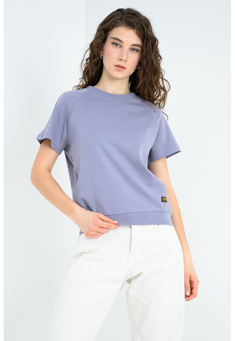 Tricou din bumbac organic cu maneci raglan - Violet prafuit