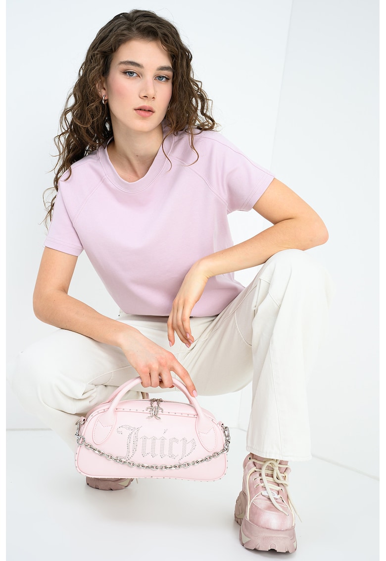 Tricou din bumbac organic cu maneci raglan - Roz prafuit