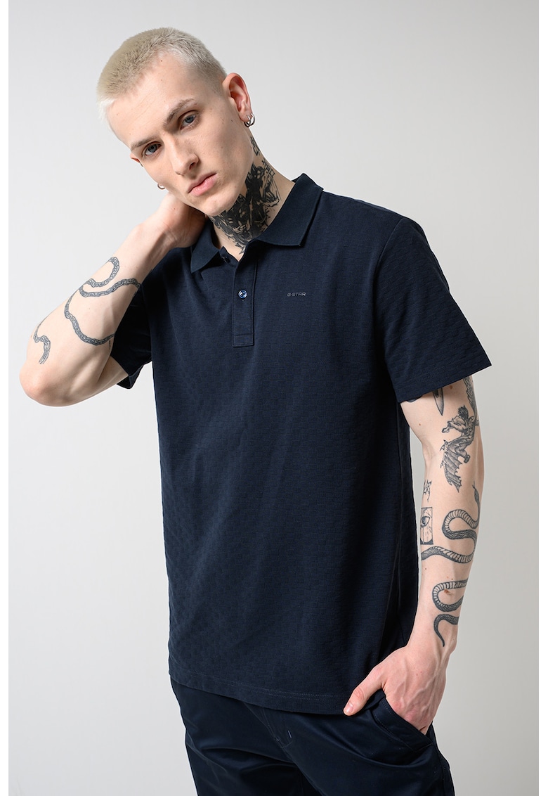 Tricou polo de bumbac organic - Bleumarin