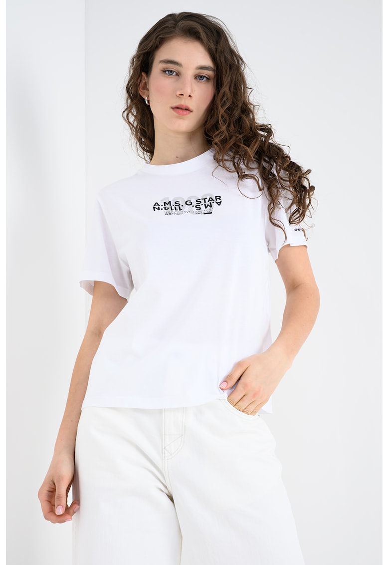 Tricou de bumbac organic cu logo - Alb