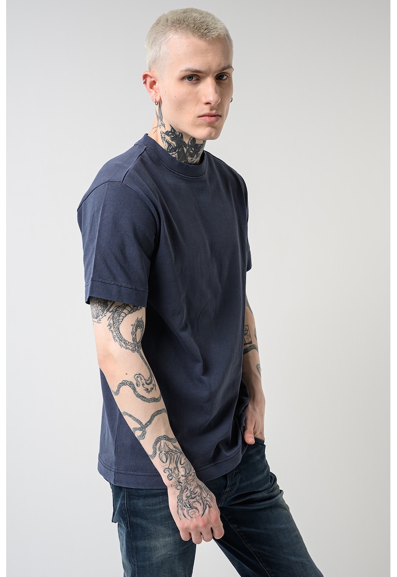 Tricou uni de bumbac organic - Albastru indigo